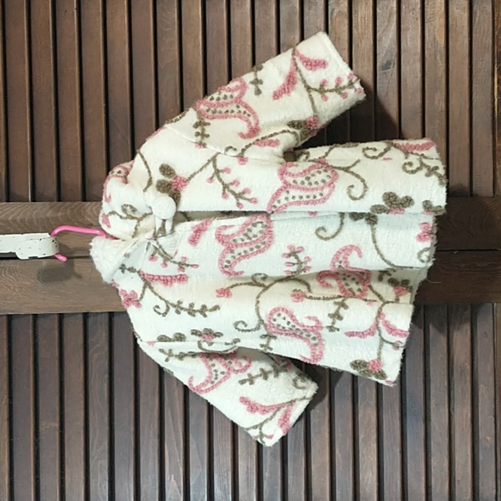 Corky and Company Pink Cream Floral Hooded Zipper Coat Jacket Size 12 mths